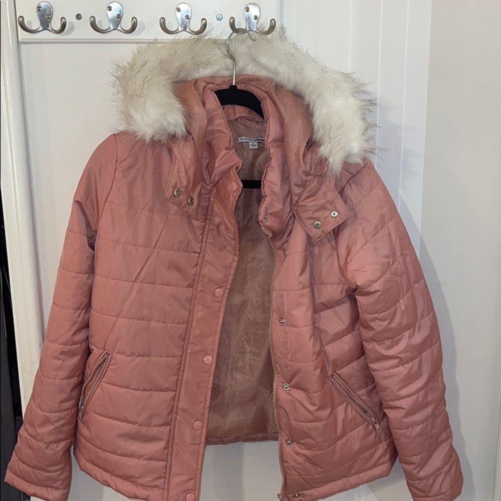 Pink puffer jacket